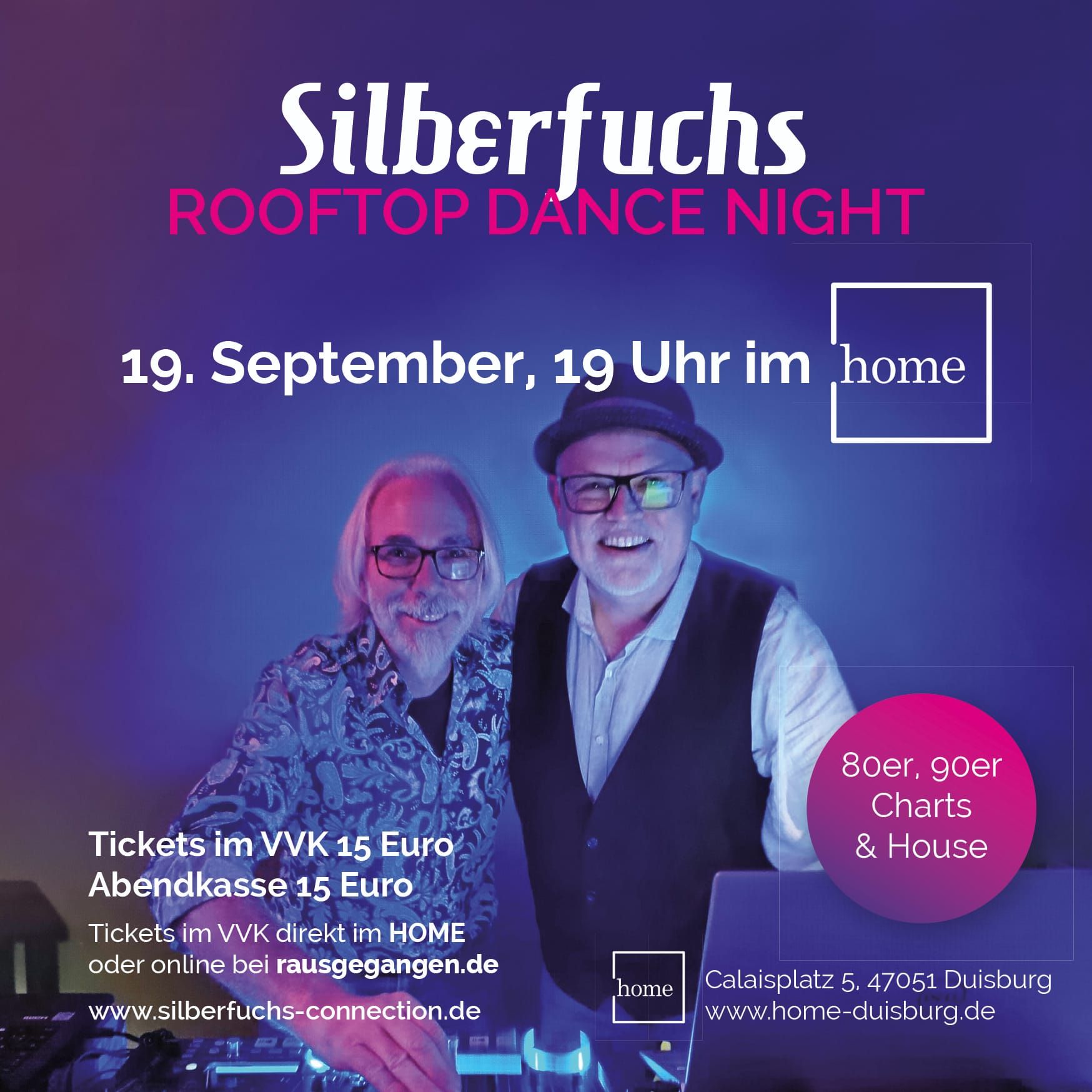 Flyer zur Silberfuchs Rooftop Dance Night am 19. September